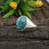 Blue Copper Turquoise Gemstone Ring, Unisex Ring, 925 Sterling Silver, Statement Ring, Silver Ring