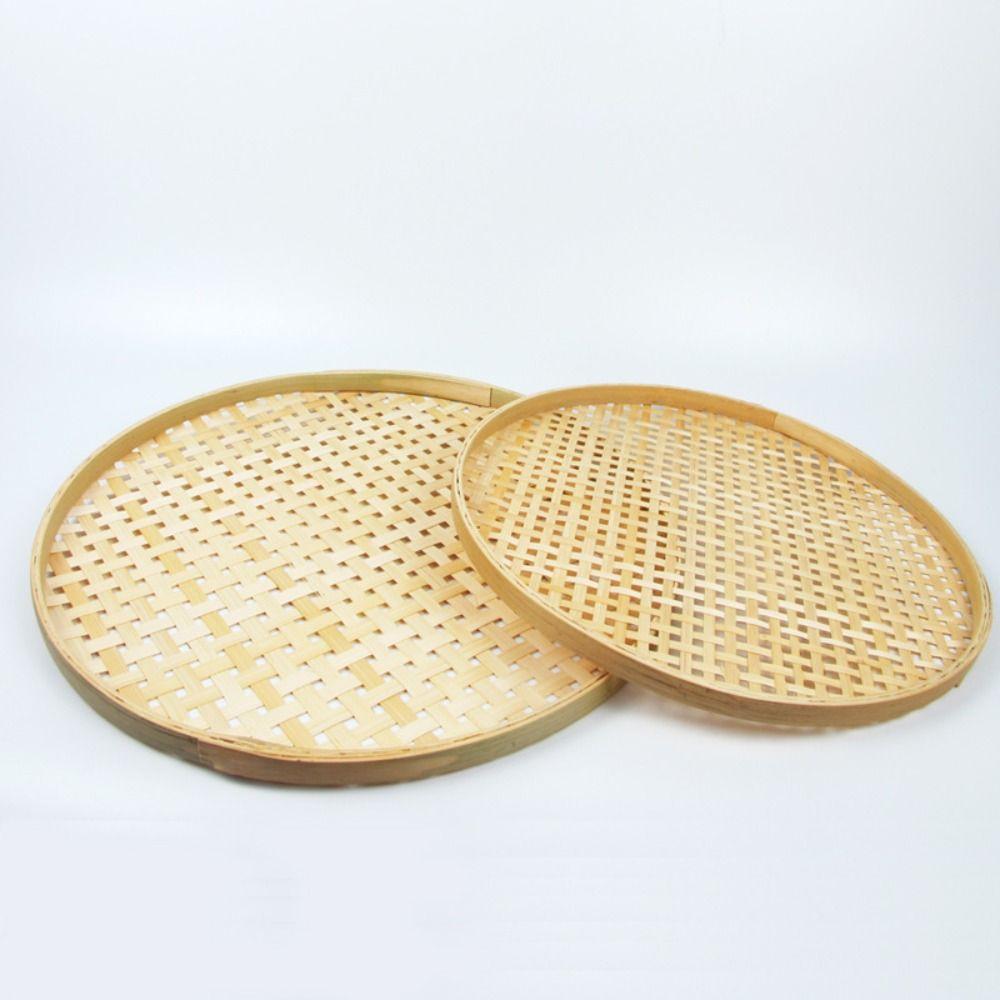 Hole Circular Fruit Fried Food Dim Sum Handicraft Storage Basket Food Tray Bamboo Sieve Dustpan