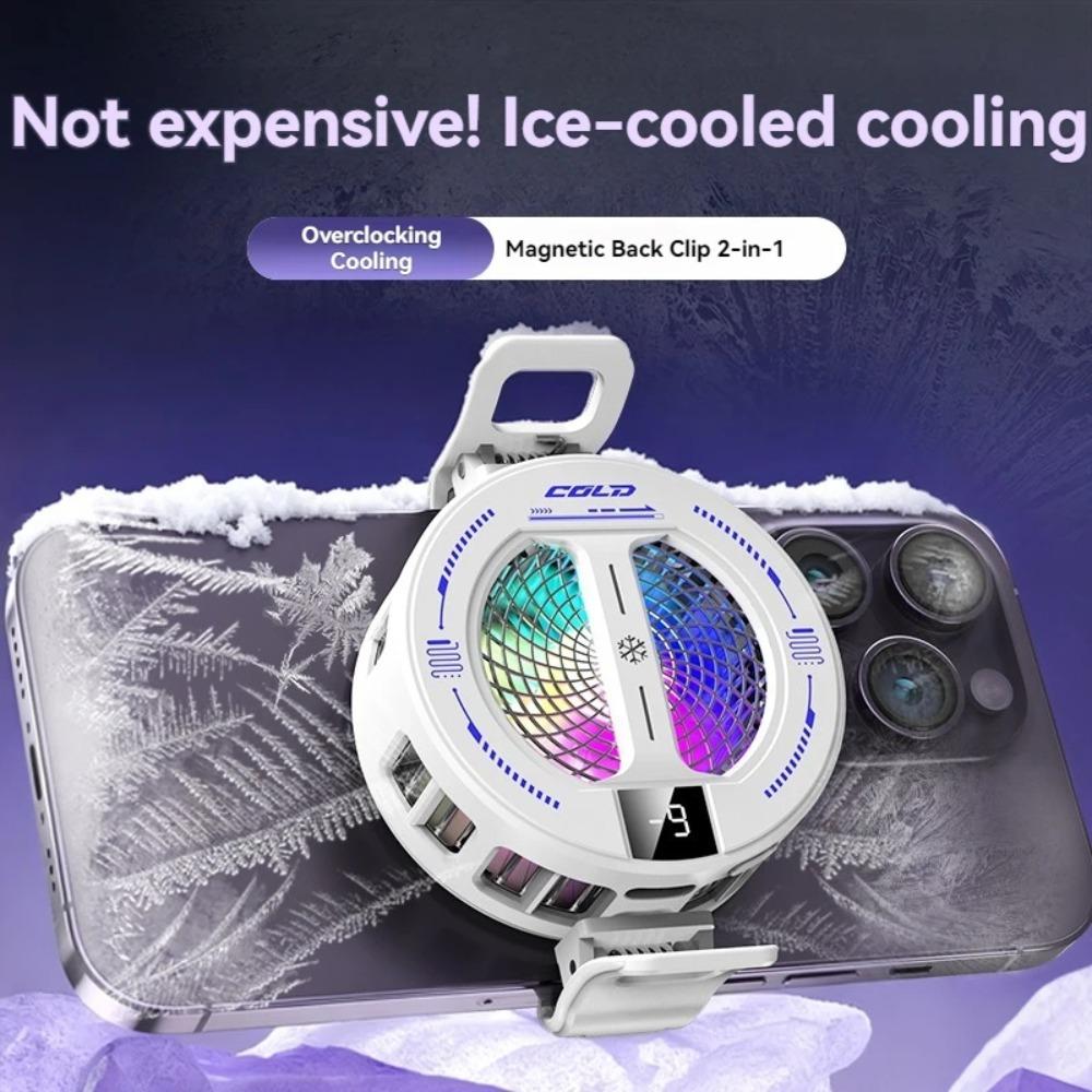 2‑in‑1 Semiconductor Magnetic Gaming Phone Cooler Fast Cooling RGB Digital Display for iPhone Samsung S25 Android iPad Xiaomi