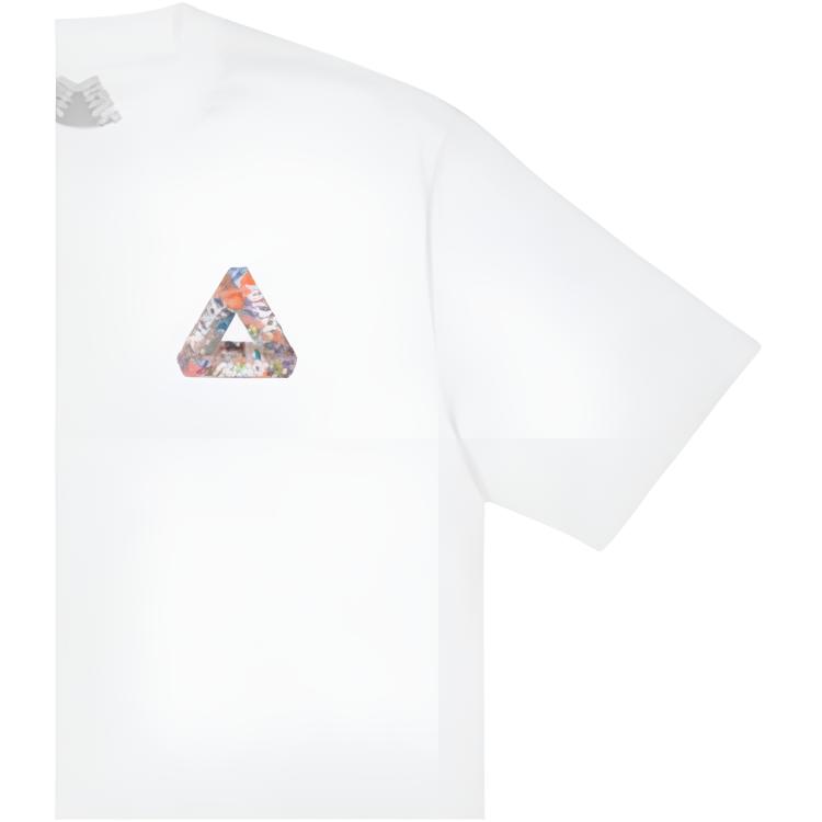 Palace Футболка унисекс с короткими рукавами и круглым вырезом с принтом стикеров Tri-Ferg, белые топы P21TS105