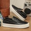 Outdoor New Men's Leather Loafers Round -Toed Thick-Soled Casual Comfortable And Versatile Shoe Classic Anti -Slip Walking Shoes