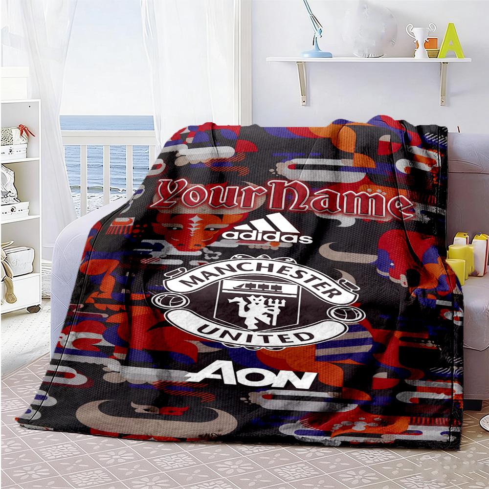 Manchester Personalized Name Blanket Gift Customizable Blanket Soft Warm Cozy for Nap Picnics Office Bedding Ideal for All Seasons