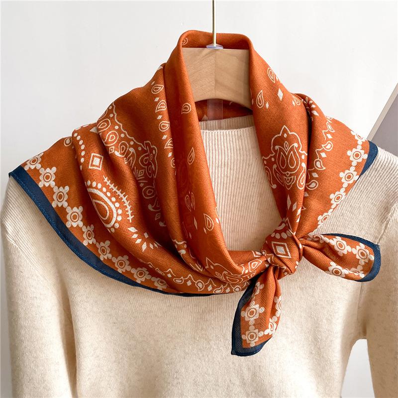 Paisley Herringbone Pattern Cotton And Linen Small Square Scarf Silk Scarf Imitation Velvet Headscarf Shawl Scarf Scarf Women