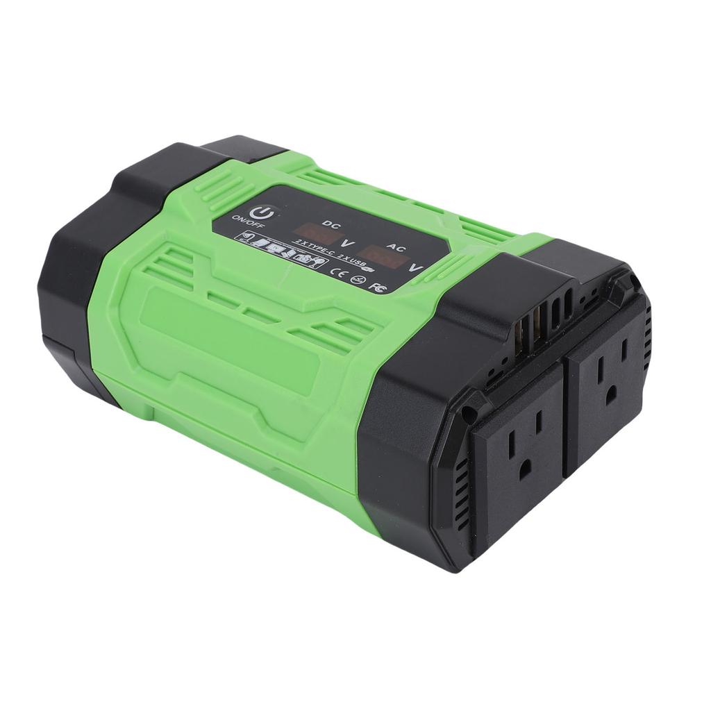 300W Car Inverter 12V DC To 110V AC Power Inverter with 2 USB 2 Type C Ports 2 Sockets for Computer Phone