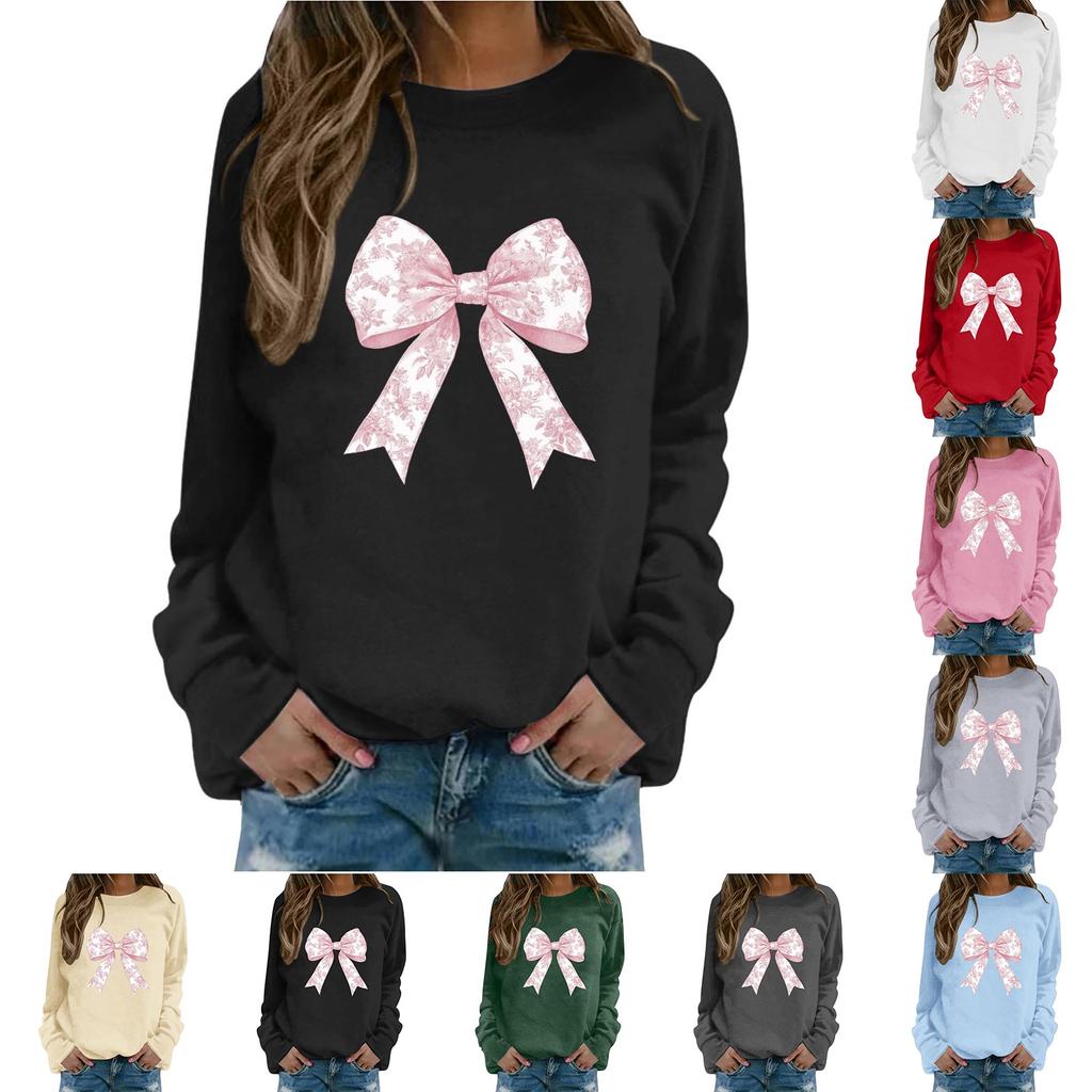 Women's Casual Fashion Printed Long Sleeve O-Neck Pullover Top Blouse