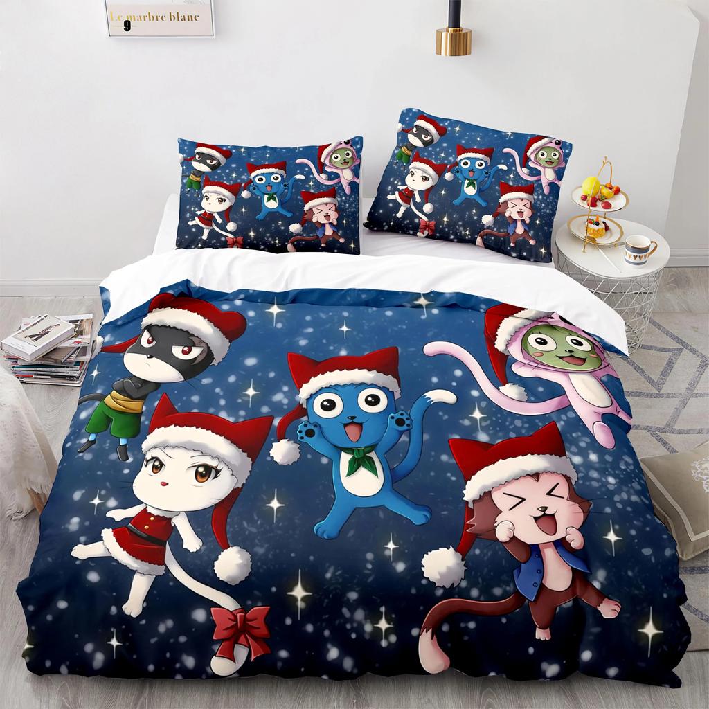 Комплект постельного белья Fairy Tail Natsu с 3D-печатью, пододеяльник, одеяло для спальни, одинарный, полуторный, королевский размер, пододеяльник, домашний текстиль