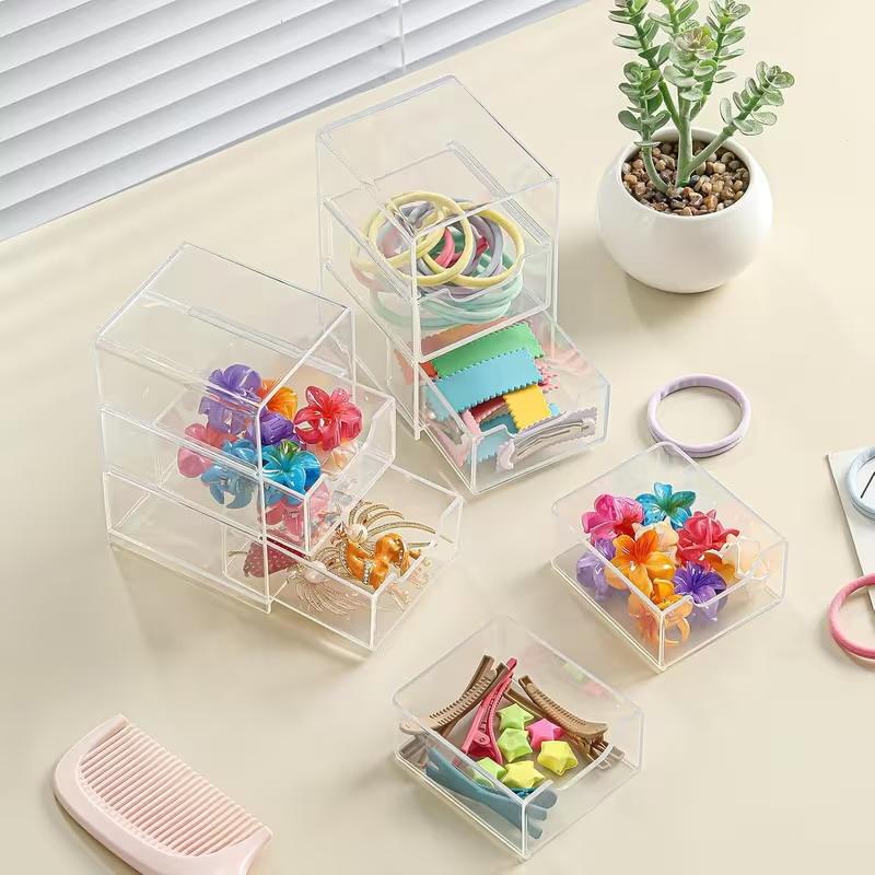 3-Tier Clear Acrylic Drawer Storage Box Durable Desktop Organizer for Home Vanity Desk Stationery Storage