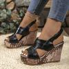 Large Size Wedge Heel Velcro Sandals Women 225 Summer New Super High Heel Sandals Women