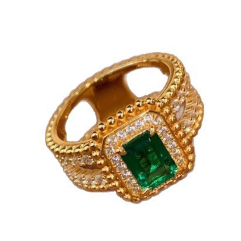 Винтажные квадратные кольца изумрудно-зеленого цвета для женщин, инкрустированные циркониевыми бусинами, изысканное роскошное повседневное циркониевое кольцо в подарок