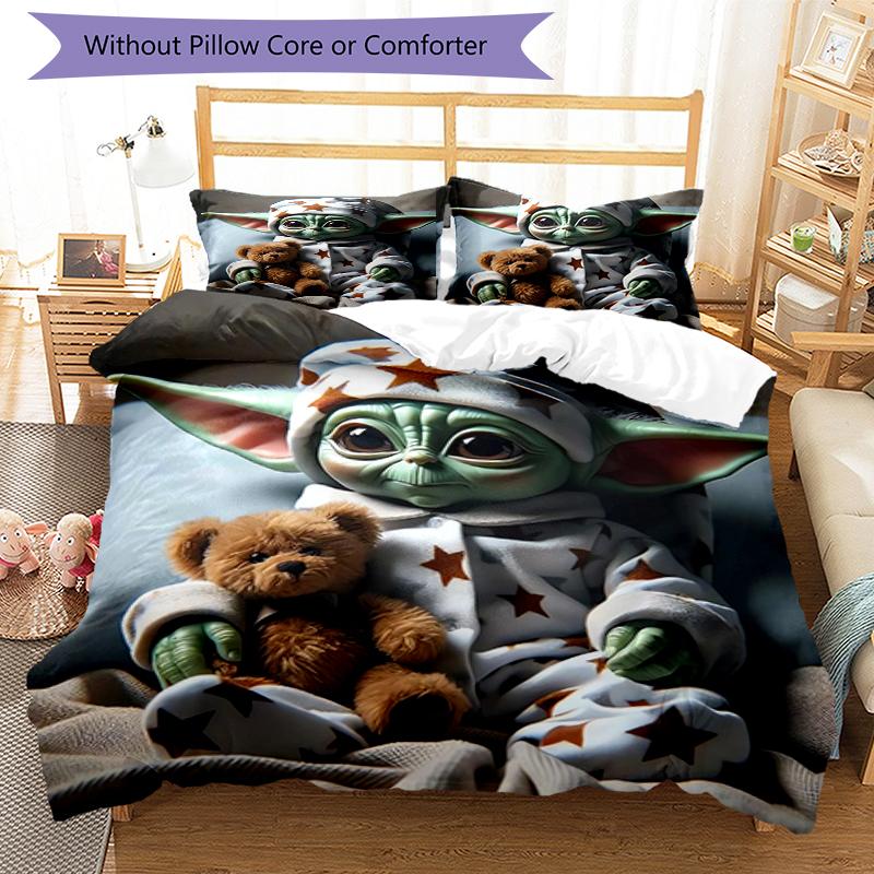 3pcs Yoda Bedding Set Duvet Cover Closure Includes 1 Duvet Cover & 2 Pillowcases, Soft and Comfortable for All Seasons.