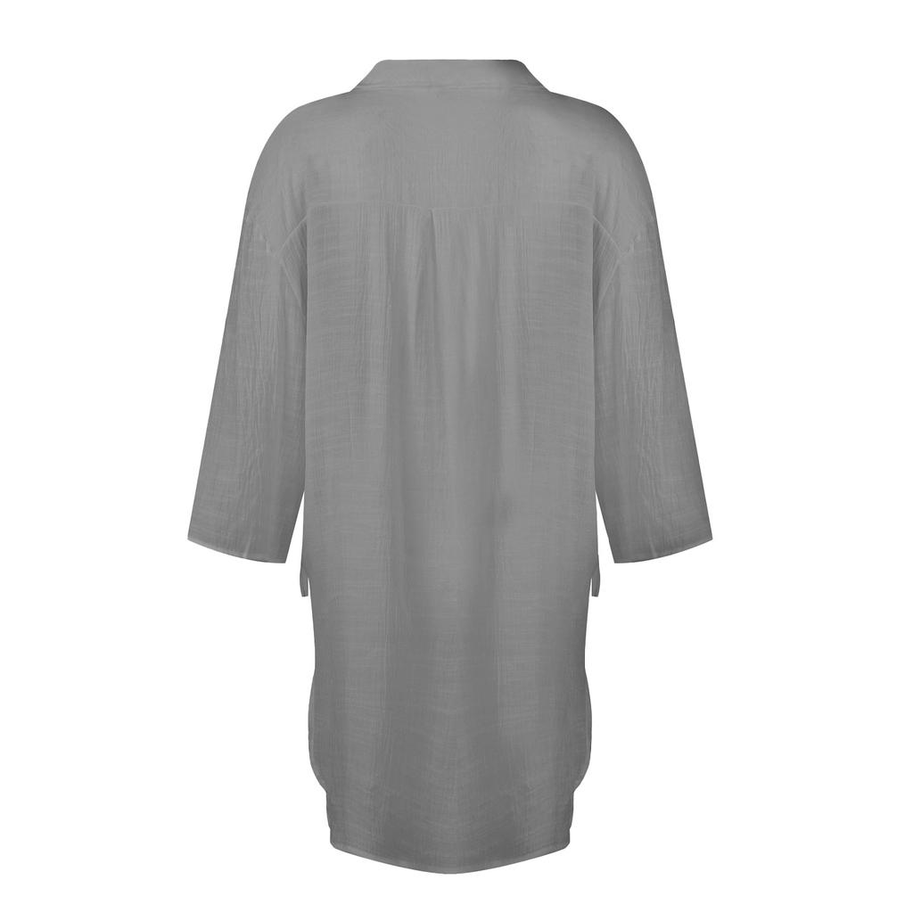 Женские хлопковые рубашки на пуговицах с рукавами 3/4, летние кардиганы с неровным краем и пуговицами