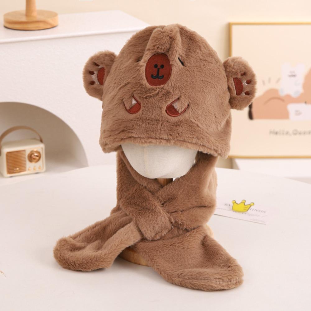 Коралловый флис Капибара пушистая шапка повседневная детская зимняя шапка детский комплект шапка шарф протектор для ушей