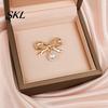 Strong Buckle Brooch Pin, Bow Shape Alloy Lapel Pin with Imitation Pearl, Non-fading Electroplating Anti-Oxidation Badge for Coats Shirts Bags