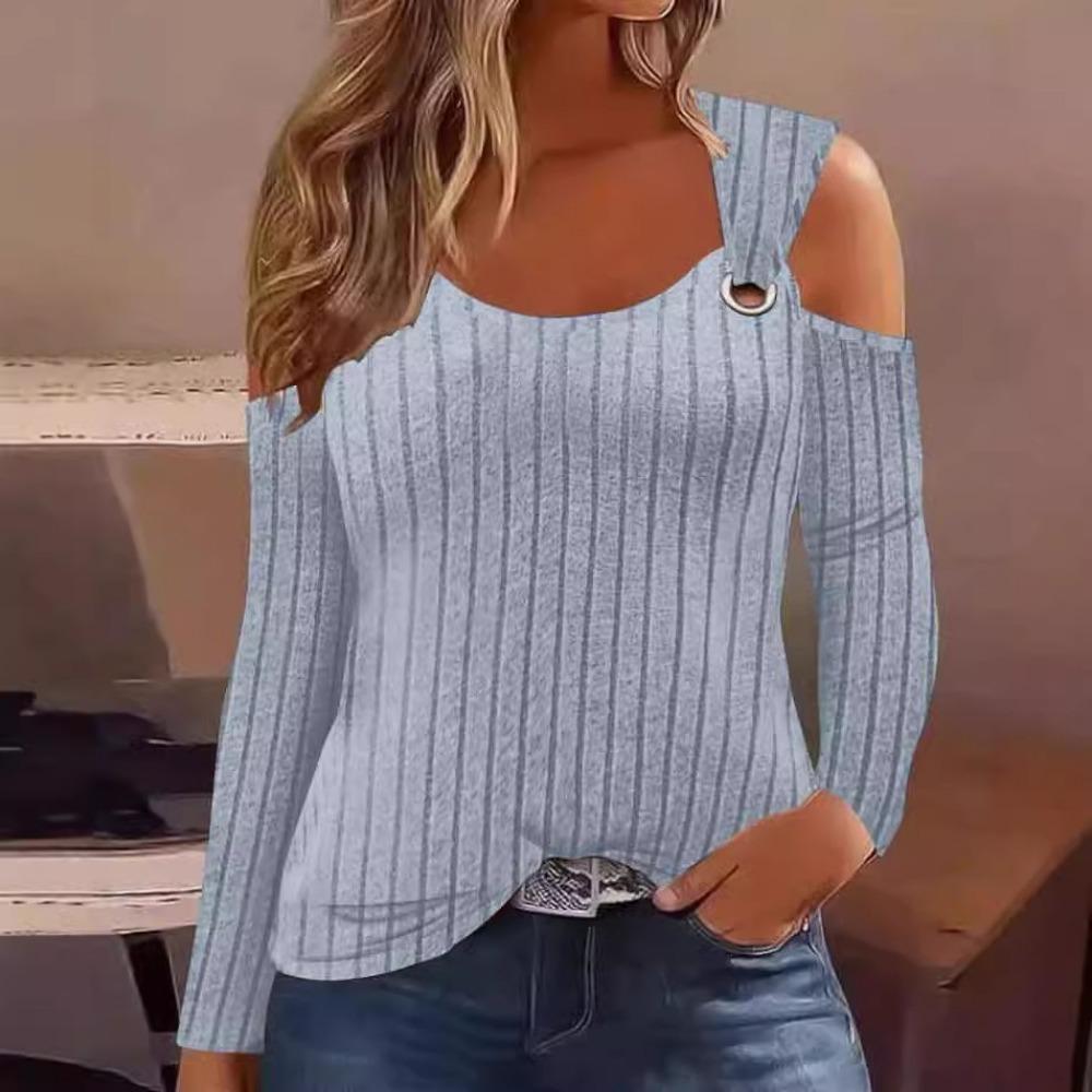 HNXC Женские модные повседневные осенне-зимние однотонные блузки и рубашки с круглым вырезом и длинными рукавами с принтом