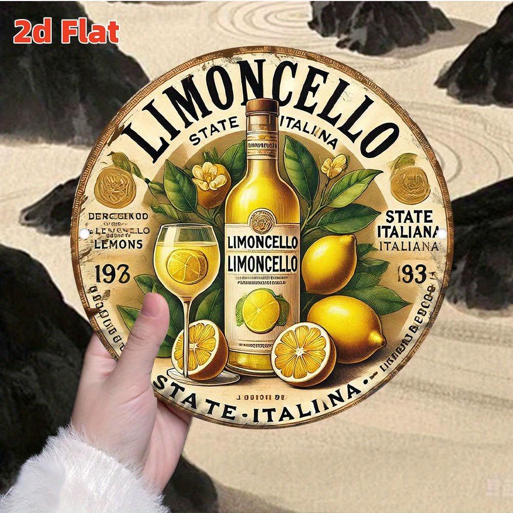 Металлический знак Limoncello для настенного декора Винтажная алюминиевая табличка с дизайном лимона и вина Ретро кухонный настенный декор для дома или кафе