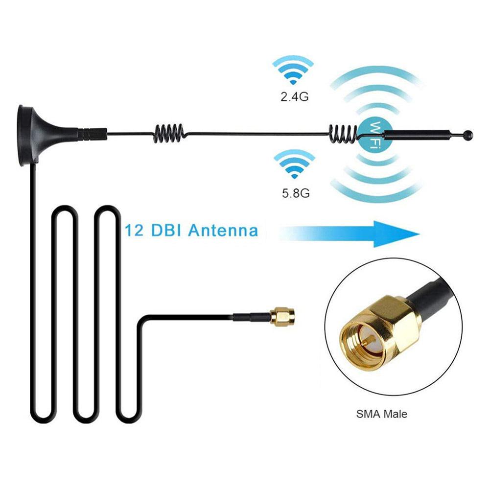 Антенна 12 дБи, 1 шт., двухдиапазонное магнитное основание 2,4G/5,8 ГГц, 1 шт.