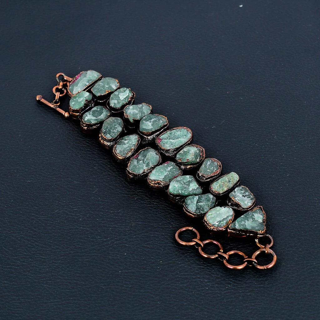 Aquamarine Bracelet, Handmade Gemstone Bracelet, Copper Electroformed Antique Jewelry, For Engagement Gift