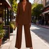 Women's 2 Piece Blazer Outfits Business Casual One Button Blazer Jacket Wide Leg Dressy Pants Set Professional Work Office Sets