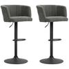 Bar Stool 2 Piece Set Shell Back Height Adjustable Footrest For Kitchen Or Dining Room Metal Base Dark Gray