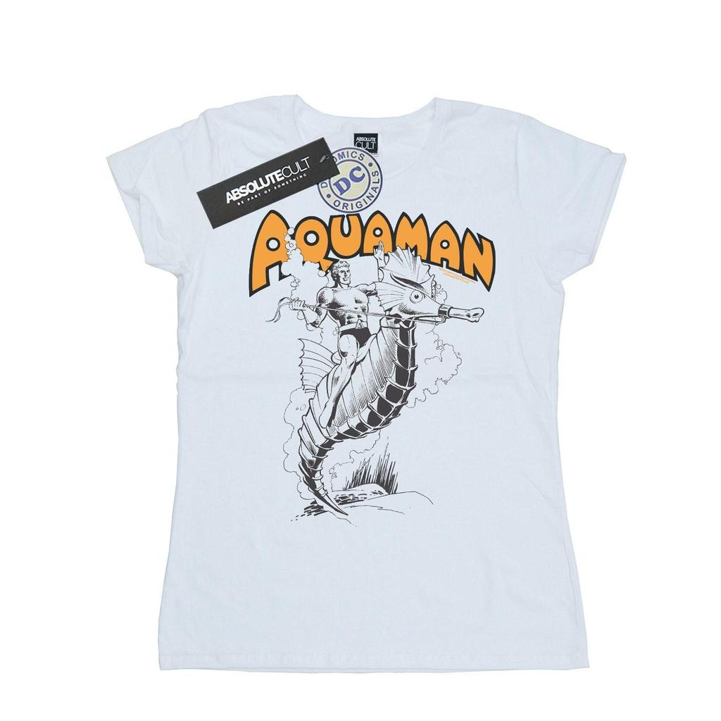 DC Comics Womens/Ladies Aquaman Mono Action Pose Cotton T-Shirt