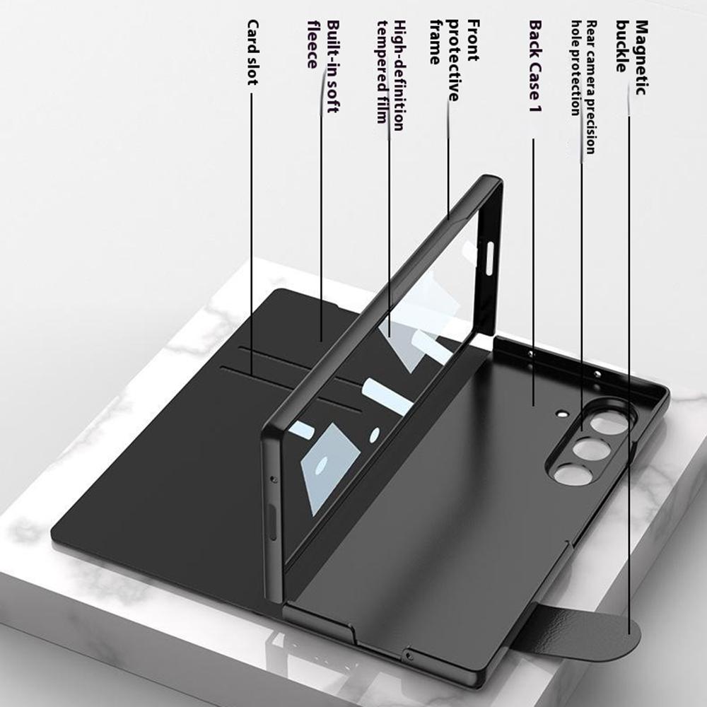 GKK Чехол для Samsung Galaxy Z Fold7 5G со слотом для стилуса, Жесткий ПК+ПУ+Закаленное стекло, Чехол для телефона