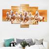 Современная 5-панельная картина на холсте с животными, семь белых лошадей, настенная живопись, постеры и принты для гостиной, домашний декор, без рамки
