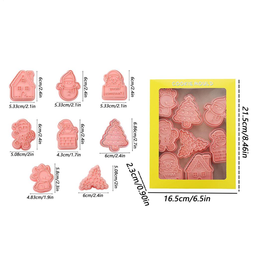 Christmas Cookie Cutter 8 Pieces Pie Press Mold Pressable Pastry Cutter Mold for Home Bakers Parents Beginners Party Planners