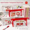 Милый прозрачный водонепроницаемый пенал Duoduo с яблоками - Вместительная сумка-органайзер для канцелярских принадлежностей с мультяшным рисунком для школьников