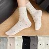Women's Fall Ballet-Style Polka Dot Mid-Calf Cotton Scrunch Socks with Rolled Edge