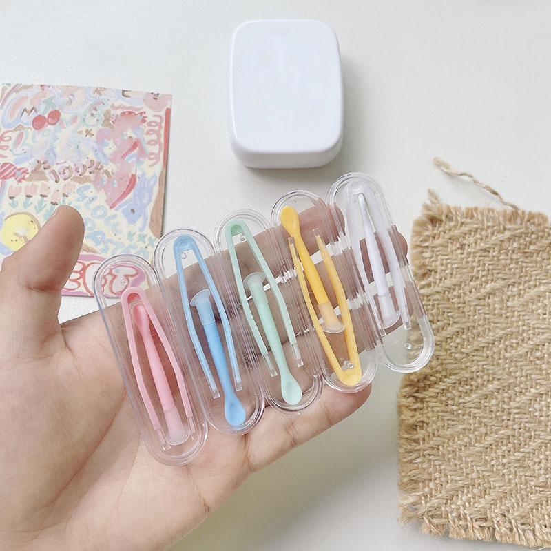 Multicolor Contact Lenses Tweezers and Suction Stick for Special Tool Contact Lens Inserter Remover Mini Cantact Lense Box