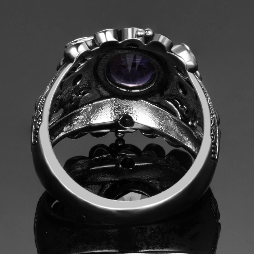 Vintage Jewelry 3ct Amethyst CopperColor Ring Round Cut Purple Nature stone Women Wedding Anel Aneis Gemstone Rings