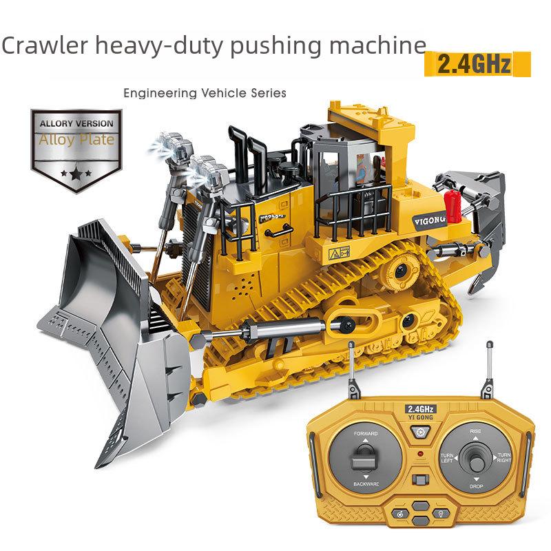 Remote Control 9-Channel Crawler Bulldozer Toy - 1:24 Scale Simulation Model for Kids