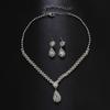Fashion Simple Water Drop Crystal Rhinestone Necklace Earrings For Women Wedding Bride Light Luxury Jewelry Sets Accessories