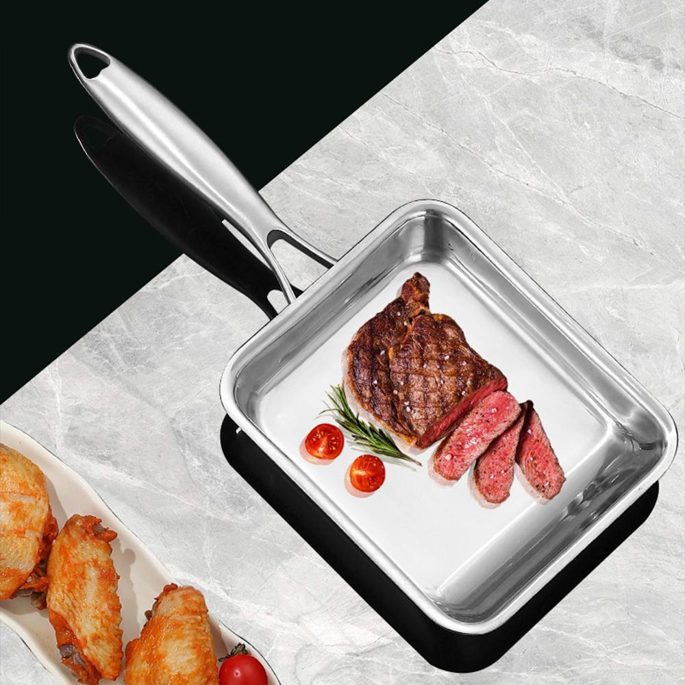 Stainless Steel Tamagoyaki Omelette Pot Non-stick Egg Frying Pan steak Skillet wok Home Gas Stove Pot Induction Kitchen Cookware