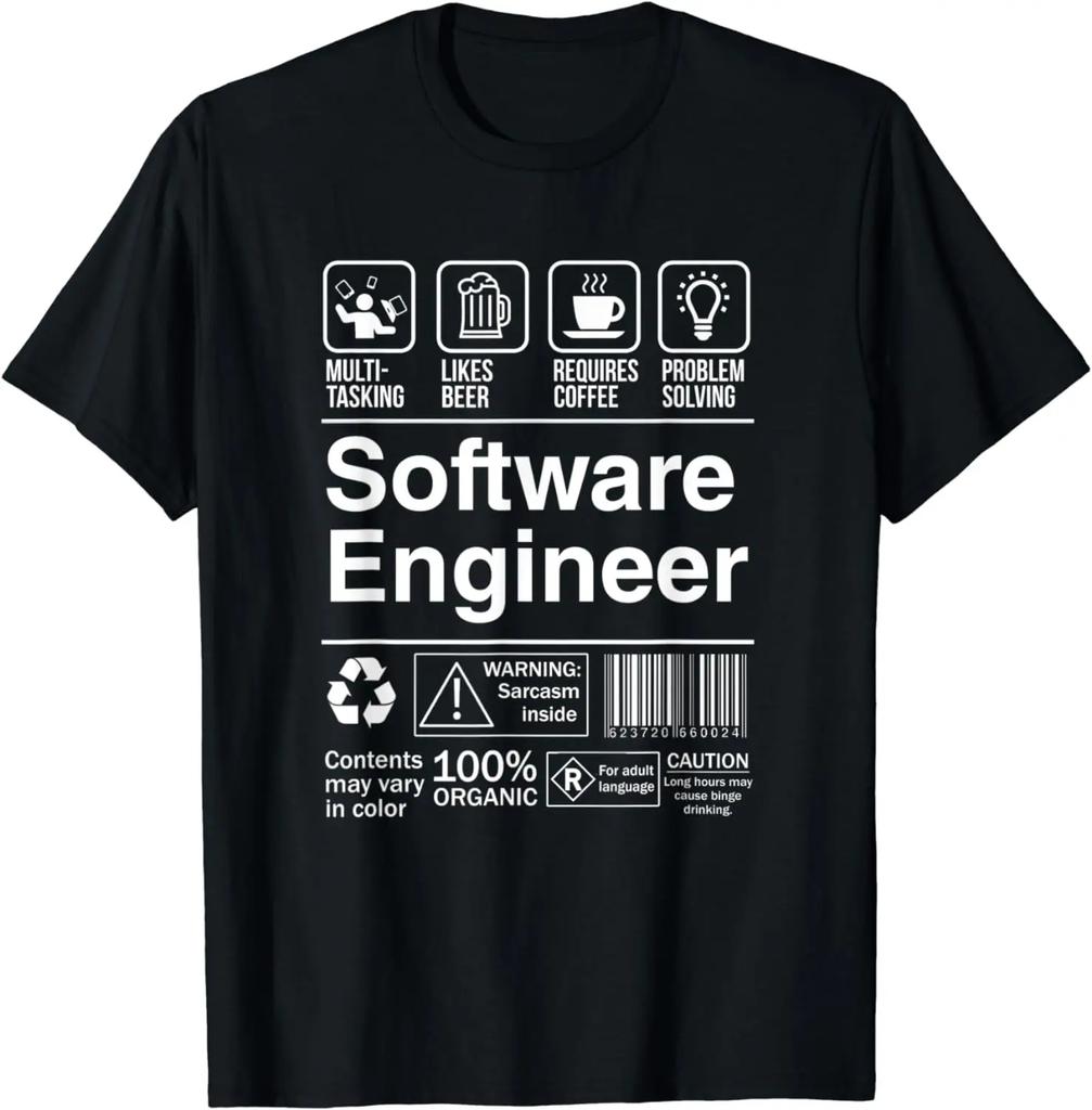 Software Engineer Funny Description Label TShirt 100 Cotton ONeck Summer Short Sleeve Casual Mens Tshirt Size S3XL