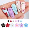 3D Flower Nail Charms, 3D Acrylic Flower Nail Art Rhinestones White Pink Mixed Cherry Blossom Spring Gems with Pearls Manicure DIY Nail Decorations