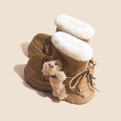 Женские зимние ботинки на платформе, пушистые, нескользящие, из искусственной замши, с подкладкой из искусственного меха, удобные, теплые, короткие ботинки для ходьбы, обувь для женщин