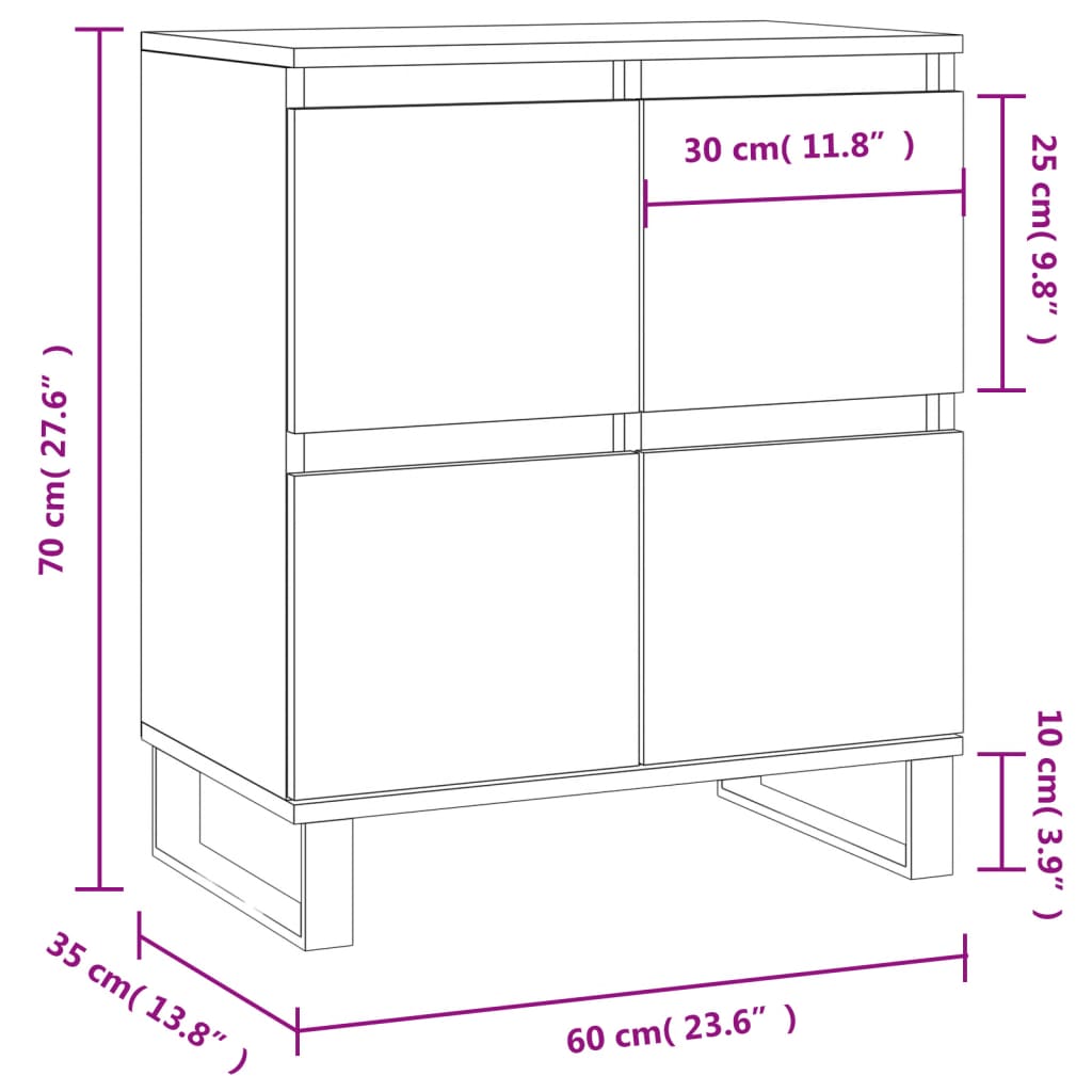 Sideboard Sonoma Oak 60 x 35 x 70 cm Particleboard