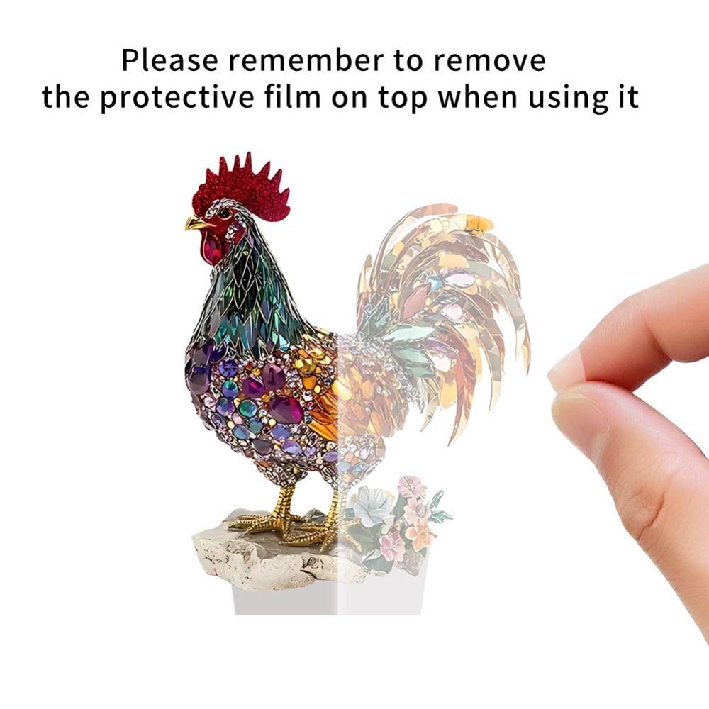 Creative Animal Statue Ornament 2D Flat Miniatures Figurine Sculpture Rooster Ornament Cabinet