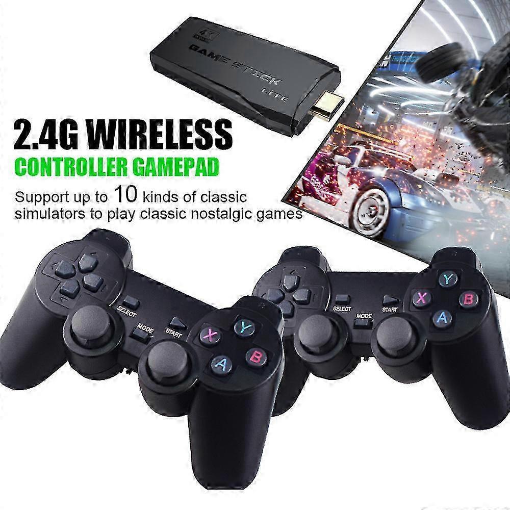 64G Wireless 4K HDMI Video Game Console Retro 20000+Games TV Stick 64G w/ 2x  Wireless Controllers