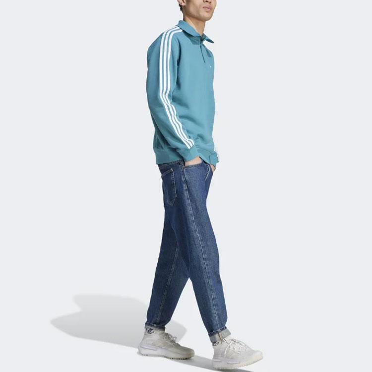 Adidas Мужская толстовка Originals Three Stripes Color Block Logo с воротником-стойкой и длинным рукавом, синяя IL2499