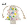 Reusable Xmas Tree Decorations Christmas Drawstring Gift Bag, Plush Pom Bell Hanging Velvet Bags for Candy Ornament, Pouch Decor Holiday Door