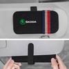 CGI1 1Pcs Car Sunglasses Organizer Bags Sun Visor Glasses Storage Clip For Skoda S Octavia Rapid Fabia A7 Superb KAMIQ Roomster VRS