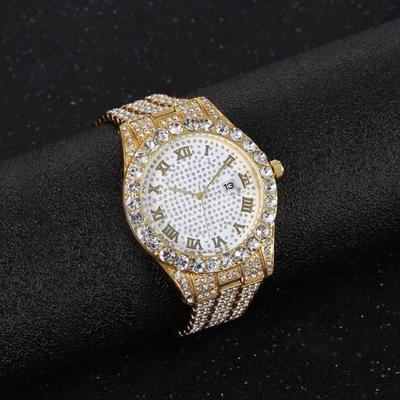 Женские часы, блестящие стразы, инкрустированные нержавеющим круглым циферблатом, кварцевые часы, соответствующие цветам, декоративные женские наручные часы, ювелирные изделия