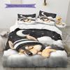 Good Night Dogs Pattern Bedding Quilt Set Quilt Cover Pillowcase Home Decoration Birthday Gift (1 * duvet cover + 2 * pillowcase, without core)