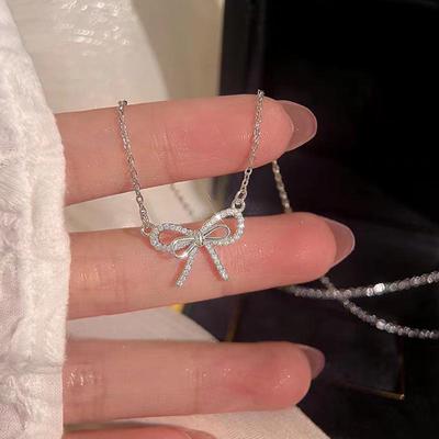 Ожерелье-чокер из нержавеющей стали с бантом для женщин - Летний легкий люкс, нишевый дизайн