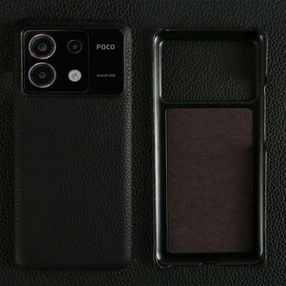 For POCO F8 Ultra Case Business Genuine Leather Cover For Poco F7Pro POCO X6 M5 M6Pro X4Pro F2Pro Back Coque Shockproof Fundas