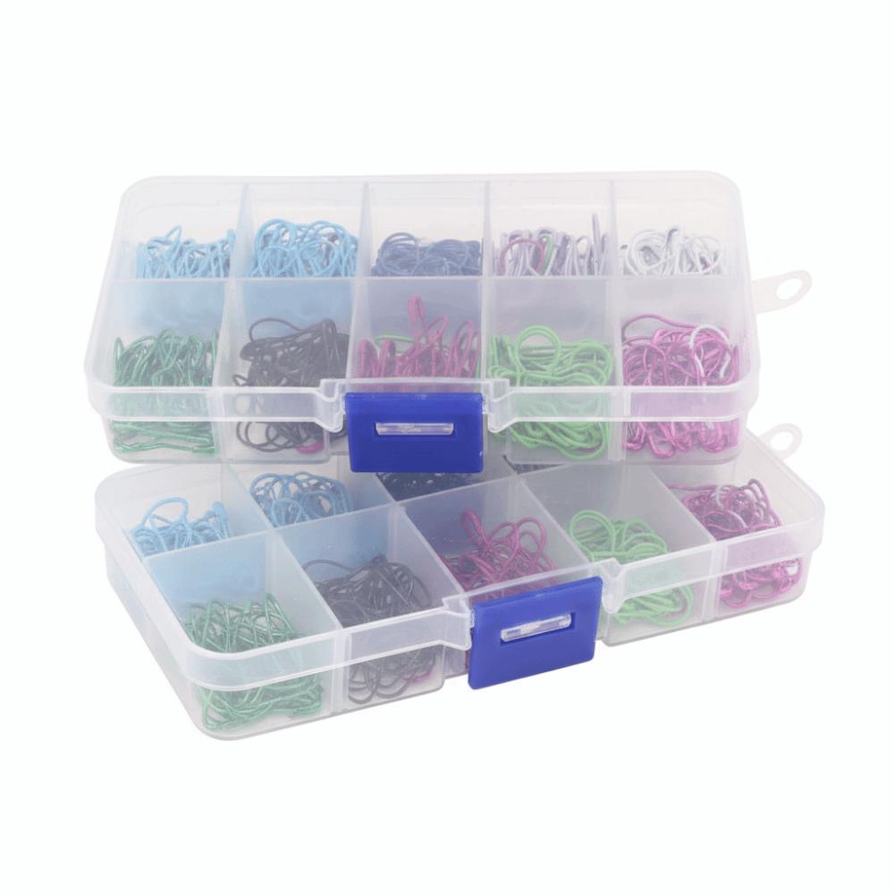 600pcs Plastic Storage Box Crochet Stitch Markers Colored Iron Metal Knitting Pins For Knitting