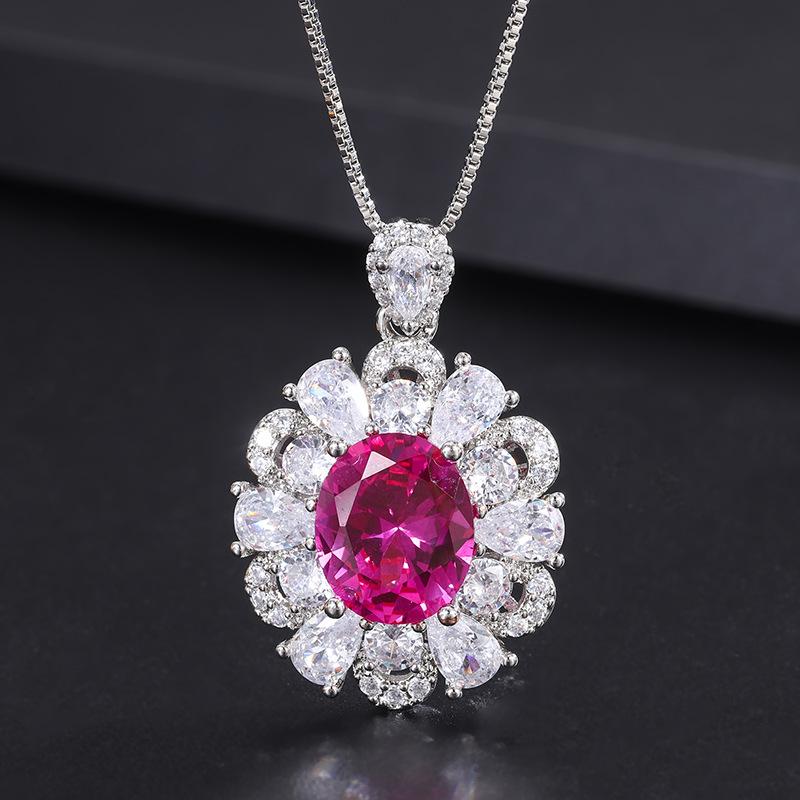 Красный корунд банкетный кулон имитация рубина кольцо женский дамский драгоценный камень комплект ювелирных изделий