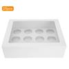 25Pcs Cupcake Box Range 12 Hole Window Face Wedding Birthday Party Christmas Gift
